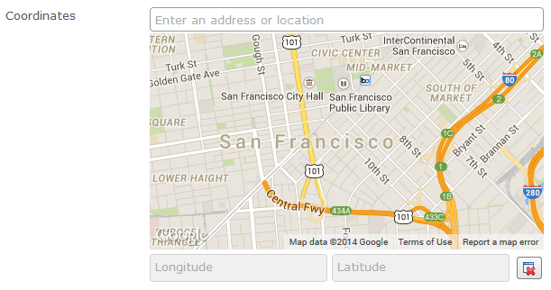 Screenshot of Google Maps editor in EPiServer 7.5